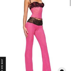 I AM GIA adorable pink and black corset and pants